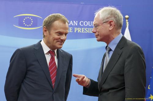 Mr Herman VAN ROMPUY (right) President of the European Council Mr Donald TUSK Polish Prime Minister.
